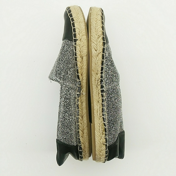 Zara Basic Collection Metallic Faux Leather Cap Toe Espadrills Silver Glitter 35 - Picture 3 of 15